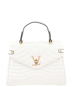 V Accent Crossbody Bag with Handle C-6618 WHITE